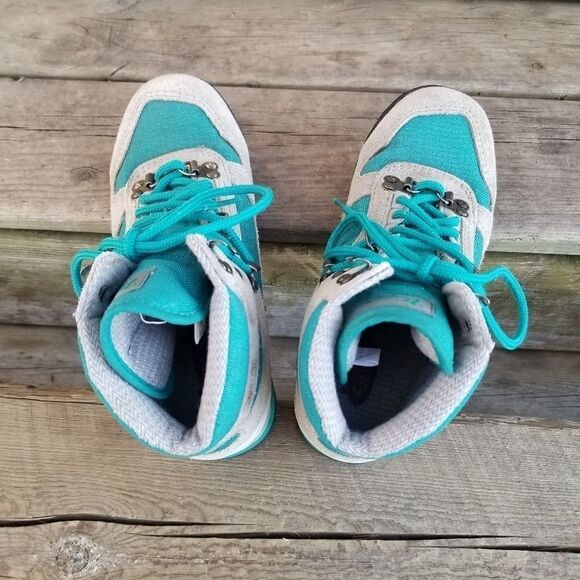 Vintage 80s Retro Vasque Clarion '88 Taupe Turquoise Suede Leather Hiking Boots - Picture 6 of 12